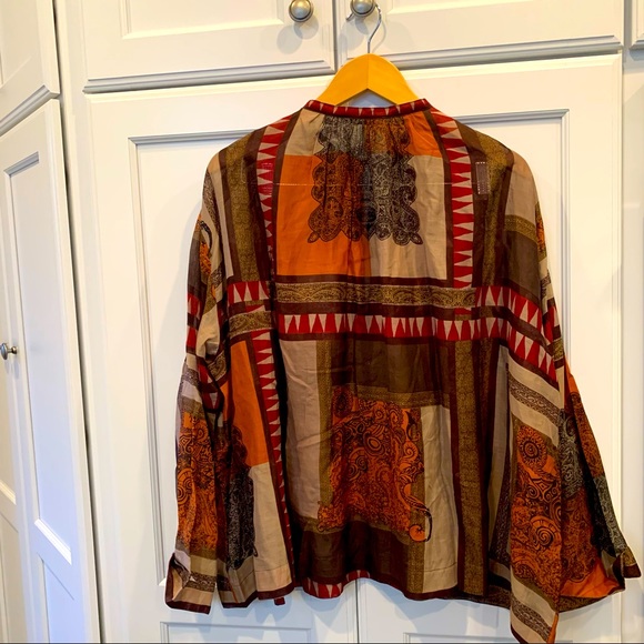 🍂 Boho Flowy Crepon Long Sleeve Blouse 🍂 - Picture 7 of 7